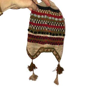 wonderful earthy colors woven knit tassels knit hat FALL 2022